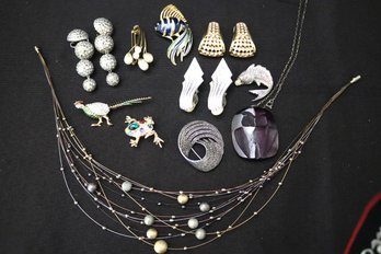 Vintage Jewelry Includes Pins & Clip On Earrings, Les Bernard Earrings, Carol Lee, Napier And More.