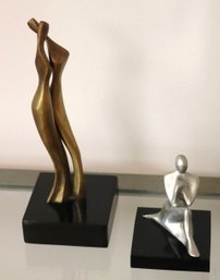 Handcrafted Abstract Art Sculptures Includes Brass Lovers And Kneeling Figure