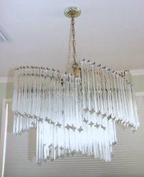 Beautiful Vintage MCM Contemporary Murano Cascading Crystal Chandelier
