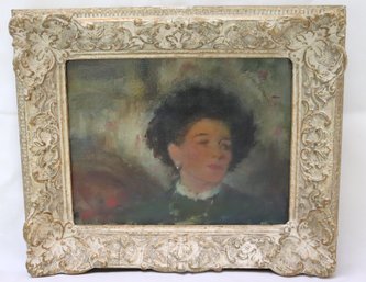 Small Post-impressionist Oil On Canvas Painting Signed Oppenheimer Of Elegant Lady With Hat.