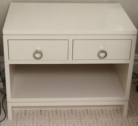 Pair Of Contemporary Nightstands/2 Drawer Chest In An Off White/cream Tone