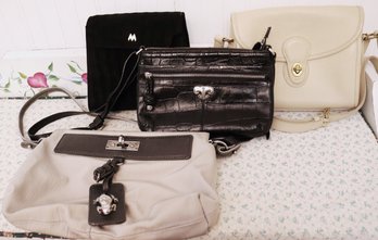 Collection Of Womens Handbags Including Marc Jacobs, Maryann Rosenfeld, And Cream Toned Coach Bag