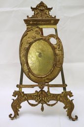 Antique Baroque Style Brass Easel With Oval Frame