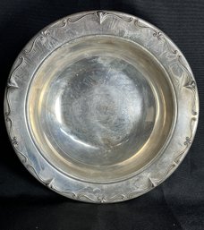 Fancy Wallace Sterling Silver Rimmed Bowl With Elegant Detailing On Rim