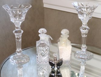 Home Dcor Includes Etched Glass Candle Holders, Decorative Glass Bottles And Butterfly Perfume Bottle