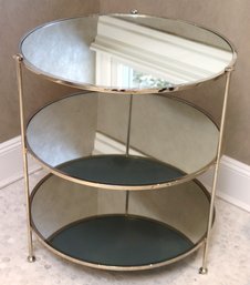 Stylish Modern Chrome 3-tiered Side/cocktail Table With Mirrored Shelves