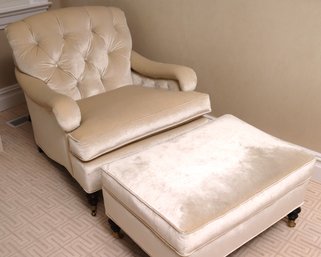 Contemporary, Cozy And Comfortable Velvet Tufted Lounge Chair And Ottoman