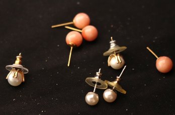 Assorted Pearl Earrings With Gold Post
