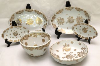 Lot Of 6 Limoges Hand Painted Gold Trim Serving Pieces