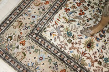 Authentic Persian Tabriz Handmade Rug With Neutral Tones Measures Approximately 8 Feet X 10 Feet