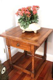 Guy Chaddock & Co. Melrose Collection Wood Side Table & Ceramic Planter With Faux Flowers
