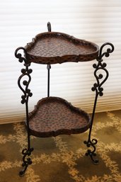 Ornate Wrought Metal 2-tiered Plant Stand/side Table Made For Pulaski