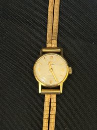 18K YG Ladies Vintage Omega Century Manual Wind Watch On 14k YG 2 Strand Bracelet - Size 7 - Working Condition