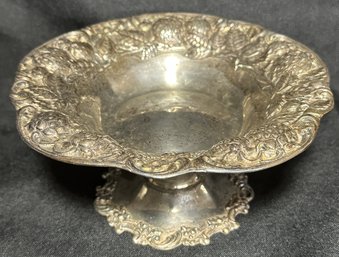Sterling Silver Candy Dish With Strawberry Flower Design On Rim