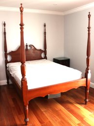 Full Size Four Poster Bed Frame With Chippendale Style Designed Headboard