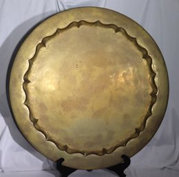 Oversized, Brass, Serving Tray With Scalloped Edging.