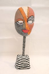 Handcrafted/painted Paper Mch Mask On Stand