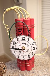 Cute Little Go Ahead And Make My Day Battery Operated Faux Dynamite Clock Decor