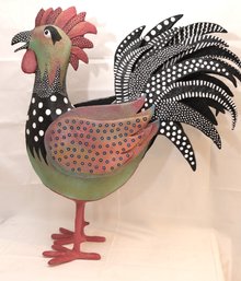 Large Handcrafted/painted Papier Mache Rooster Art Sculpture