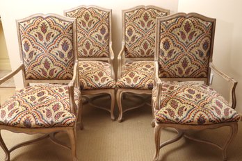 Auffray And Co Inc. Set Of 4 Fine Quality Rhne Louis XV Arm Chairs With Upholstered Back And Tight Spring