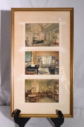 Three Framed Interiors Of Elegant Homes.