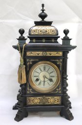 Renaissance Revival Style Wooden Clock With Applied Dcor & Pendulum.