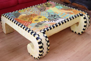 Original Full-size Papier Mache Coffee Table Art Sculpture (Functional) Amazing Colors And Design Throughout