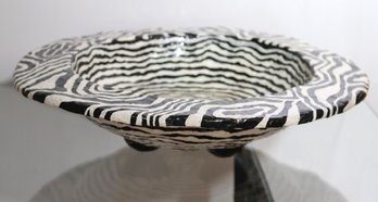 Handcrafted/painted Papier Mache Art Zebra Swirled Fruit Bowl Includes Fruit Decor