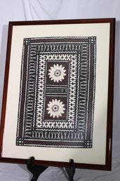 Ethnic Tapa Cloth Masi Painting, With A Dark Wooden Frame