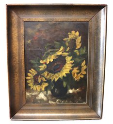 Dutch Still Life With Sunflowers On Board