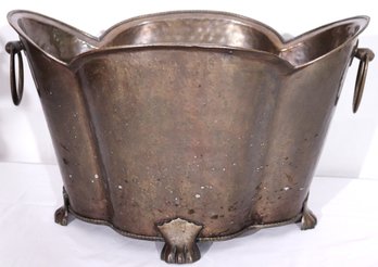 Decorative Oxidized Brass Clover Shaped Planter Bucket With Handles