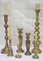 Lot Of 7 Assorted Brass Candle Holders