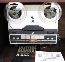 Vintage Akai X-300 Tape Recorder Tested In Working Condition With Manual, Includes Akai DM-13 Microphones