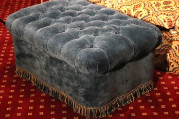 Gorgeous Custom Teel Toned Tufted Ottoman With Multicolored Tassels