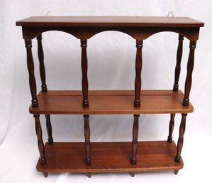 Two Tier Wall Wooden Shelf With Plate Holder.
