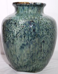 Modern Blue Green Glazed Earthenware Ceramic Vase Measuring 16  Inches Tall