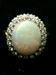 14K YG Fabulous Diamond And Opal Cocktail Ring -size 5.75