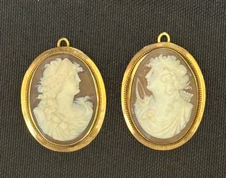 18K YG Pair Of Matching Cameo Earrings ( Pendants)