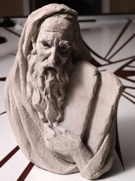 Arnold Bergier 1967 Signed Moses With The Ten Commandments Ceramic Bust