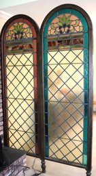 Stained Glass Double Panel Screen Floor Screen