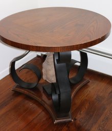 Metal & Veneer Side Table
