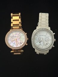 Two Michael Kors Link Women's Wrist Watches
