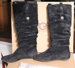 Ugg Knee High Black Leather Boots Size 7.5