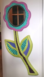 Original Fun Colored Handcrafted/painted Mirror Art In The Design Of A Flower