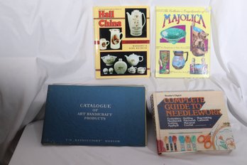 Lot Of Four Vintage Books On Majolica, Guide To Needlework And More