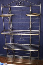 Large, Elaborate, French Style Wrought Aluminum And Brass Bakers Rack.