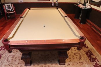 Beautiful Victorian Style Pool Table With Mother Of Pearl Inlays And Leather  Pockets.