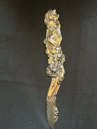 Sterling Silver Letter Opener With Nude Holding Trident From Museum Of Modern Art 1991