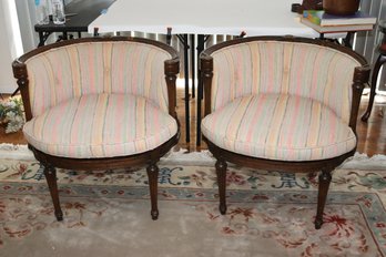 2 Vintage Mediterranean Style Chairs Made From Carved Wood & Wrought Iron With Bright 70's Style Custom Up