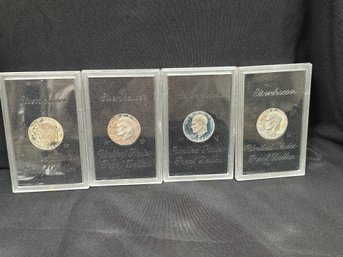 4 Eisenhower 1971 Silver Dollars In Proof Set